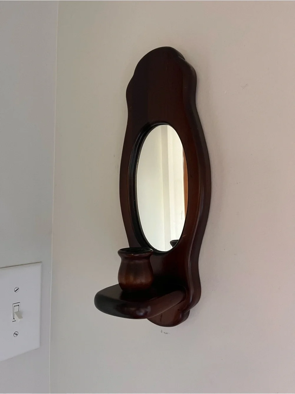 Wood wall sconce with mirror
